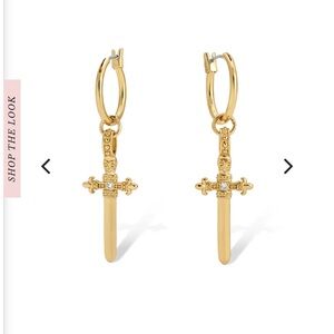 Vanessa Mooney Alexandra Hoop Earrings, gold crosses